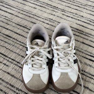 Adidas Kids White and Tan Sneakers